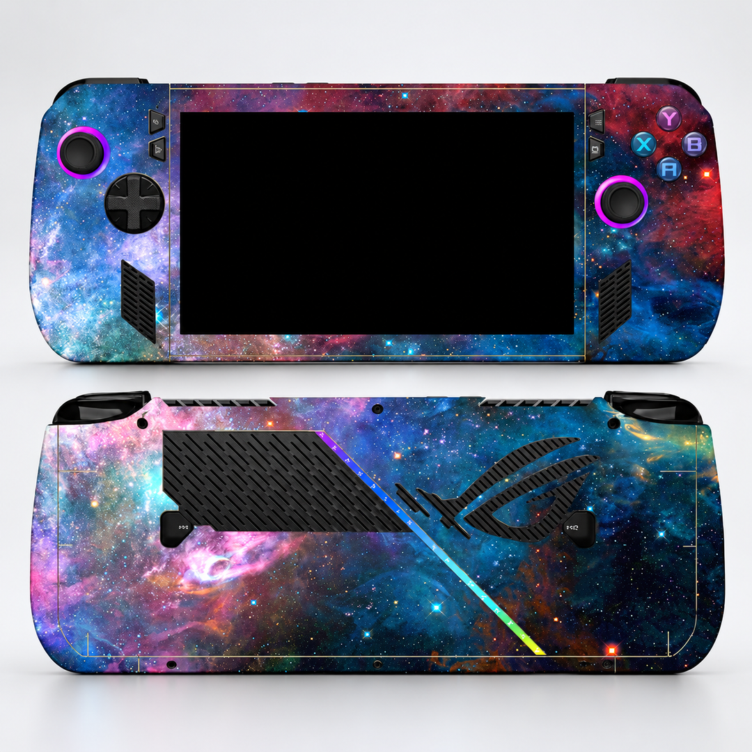 Rose Nebula Skin for ASUS ROG Ally X — hero mockup; skin only