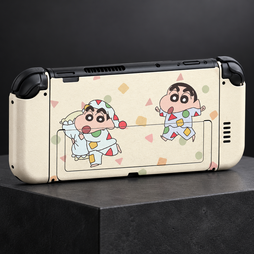 Shin-chan Playtime Skin for Nintendo Switch 2 — back mockup; skin only