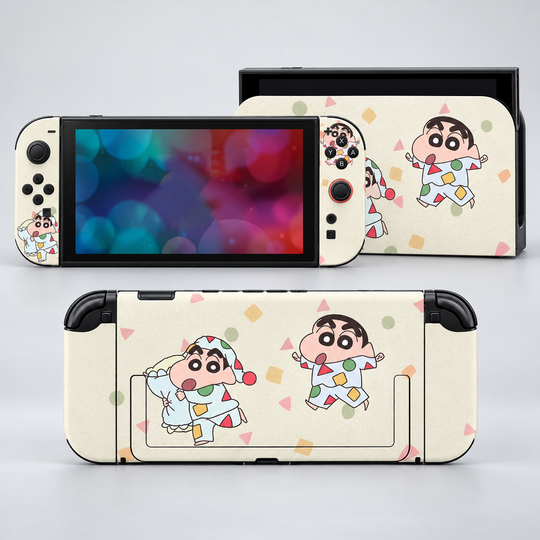 Shin-chan Playtime Skin for Nintendo Switch 2 — hero mockup; skin only