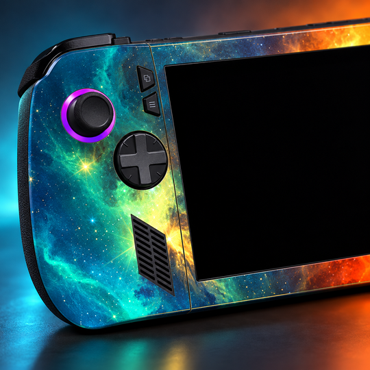 Solar Nebula Skin for ASUS ROG Ally X — detail mockup; skin only