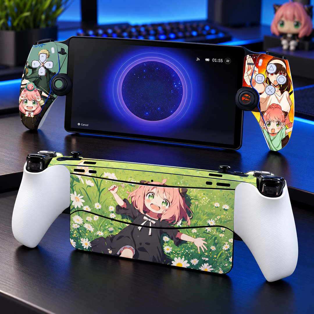 Spy x Family Anya Meadow Skin for PlayStation Portal — lifestyle mockup; skin only