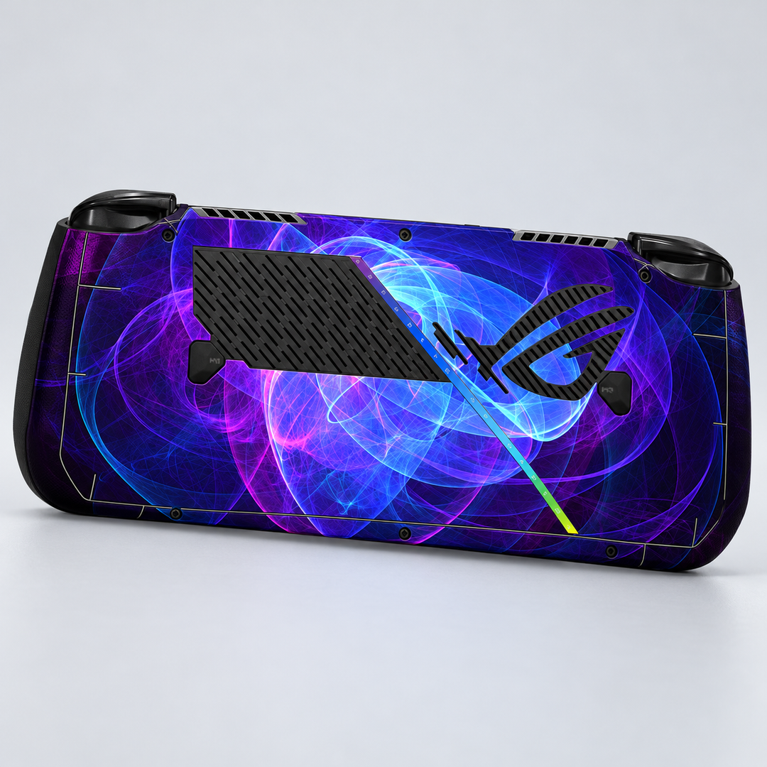 Violet Energy Skin for ASUS ROG Ally X — back mockup; skin only
