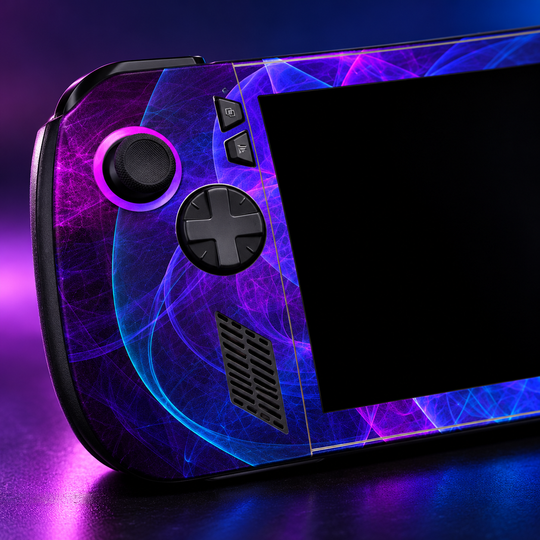 Violet Energy Skin for ASUS ROG Ally X — detail mockup; skin only